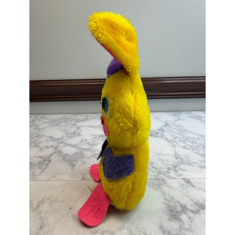 Vintage 1974 Wallace Berrie Fluffy Bunny Plush Yellow Pink Purple 9" WB 186 - Picture 7 of 13